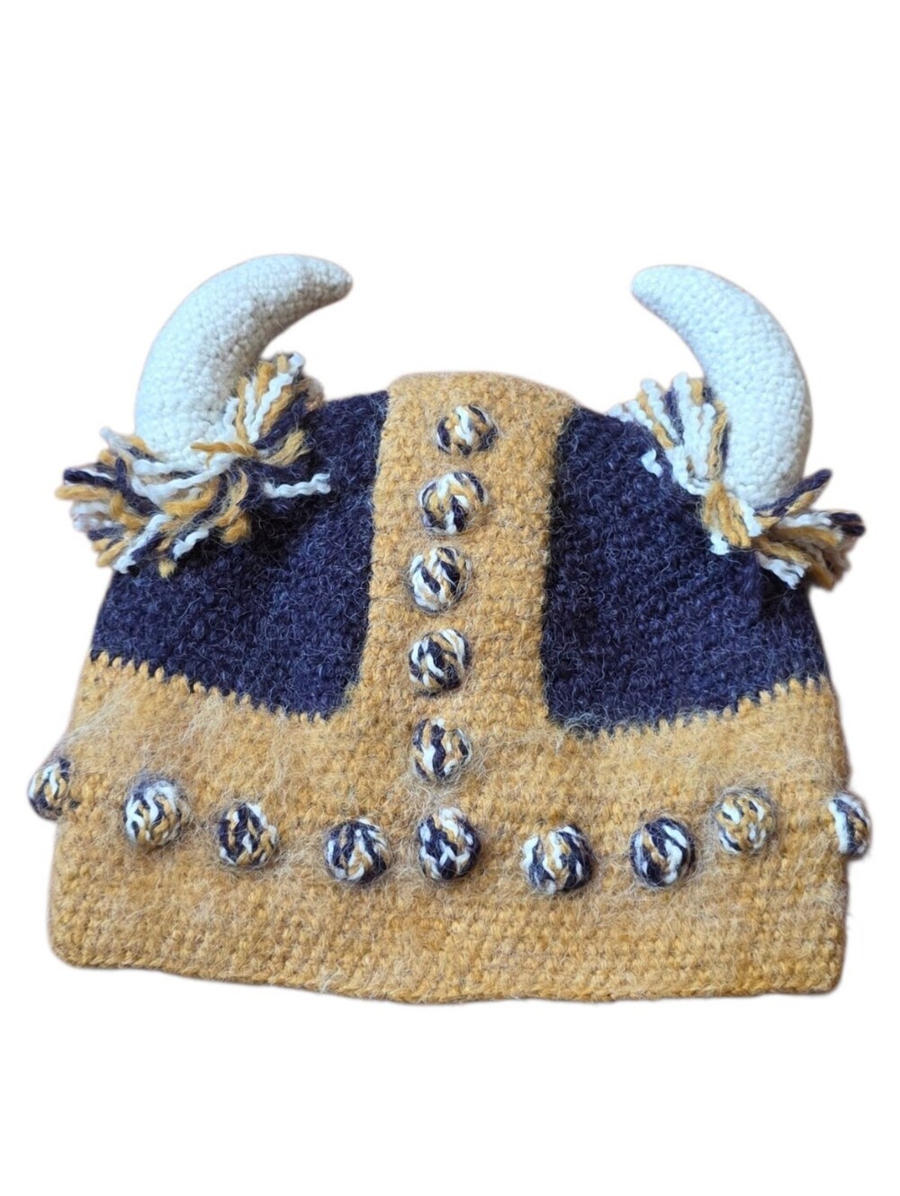 Hand knit Viking Horn Winter Hat -